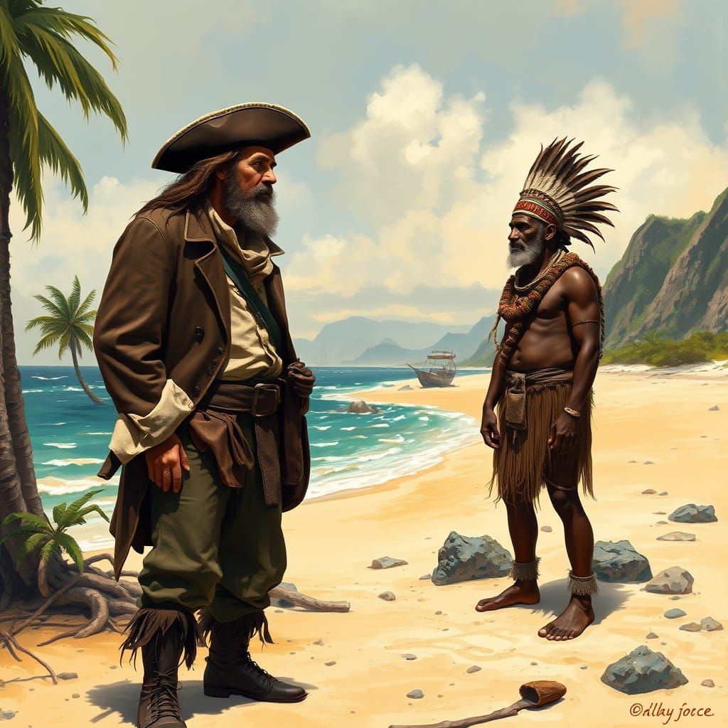 Robinson Crusoe Meets Friday: Romantic Island Encounter
