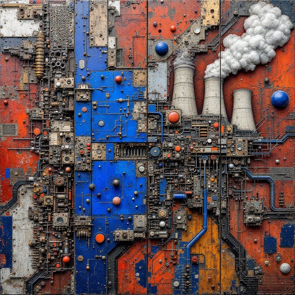 Surreal Cyberpunk Labyrinth in Maximalist Decay