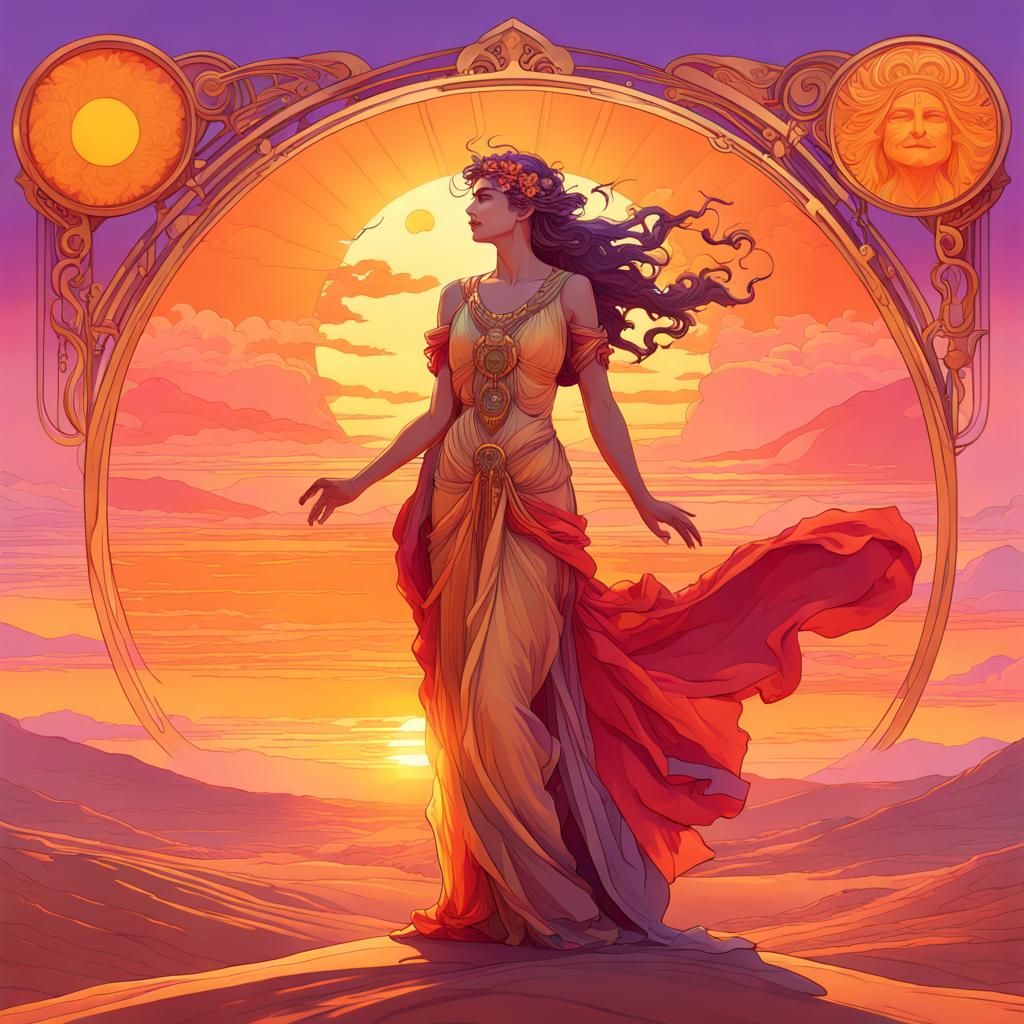 Sun Goddess in Art Nouveau Style