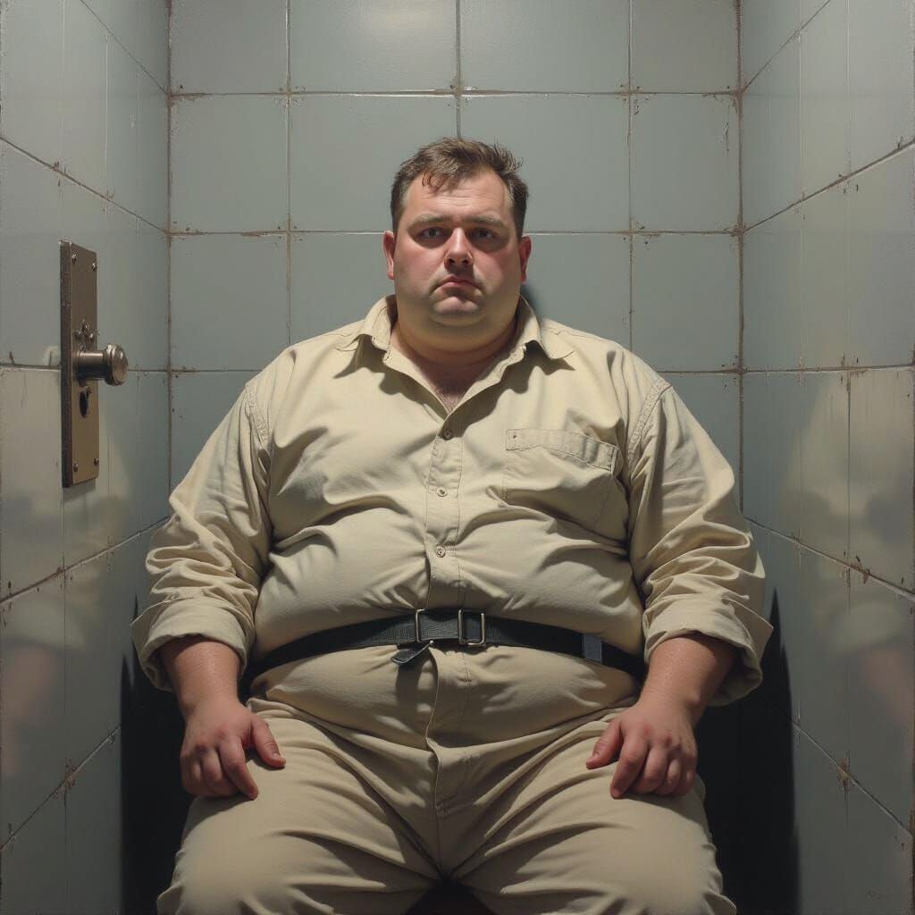 Distorted Figure in Cell, in Francis Bacon Style