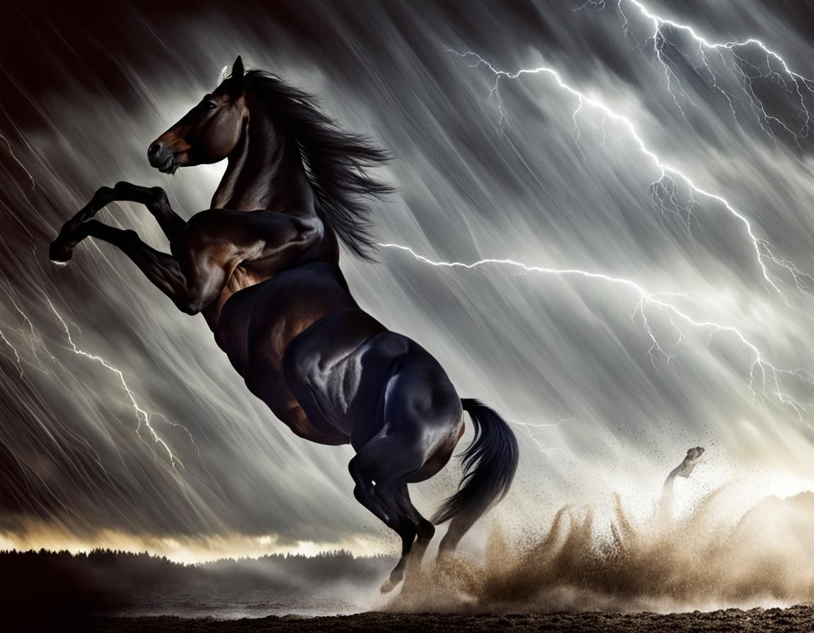 Horse Rearing in a Storm