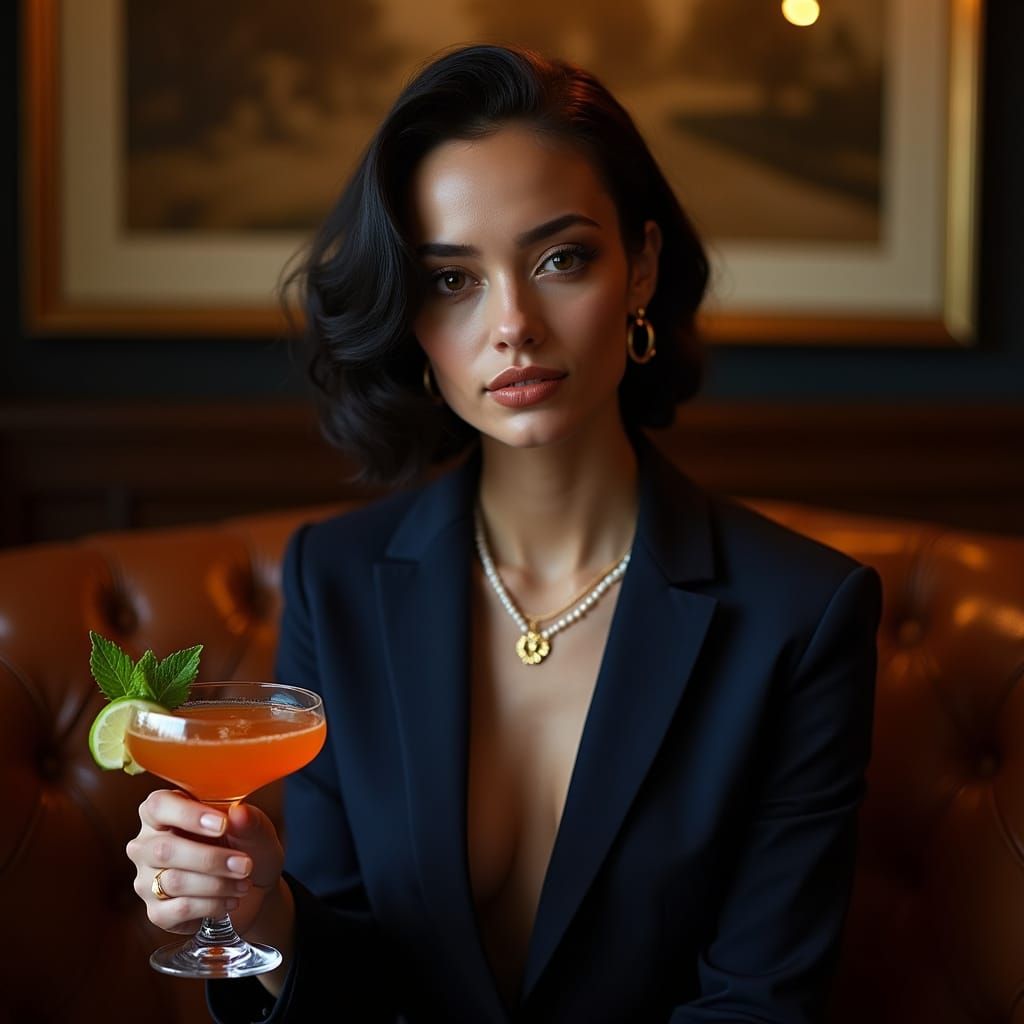 Elegant Woman in Luxury Lounge