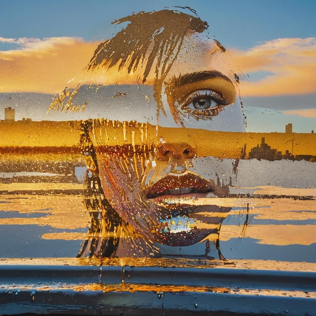 Pop Art: Woman Crying at Sunrise