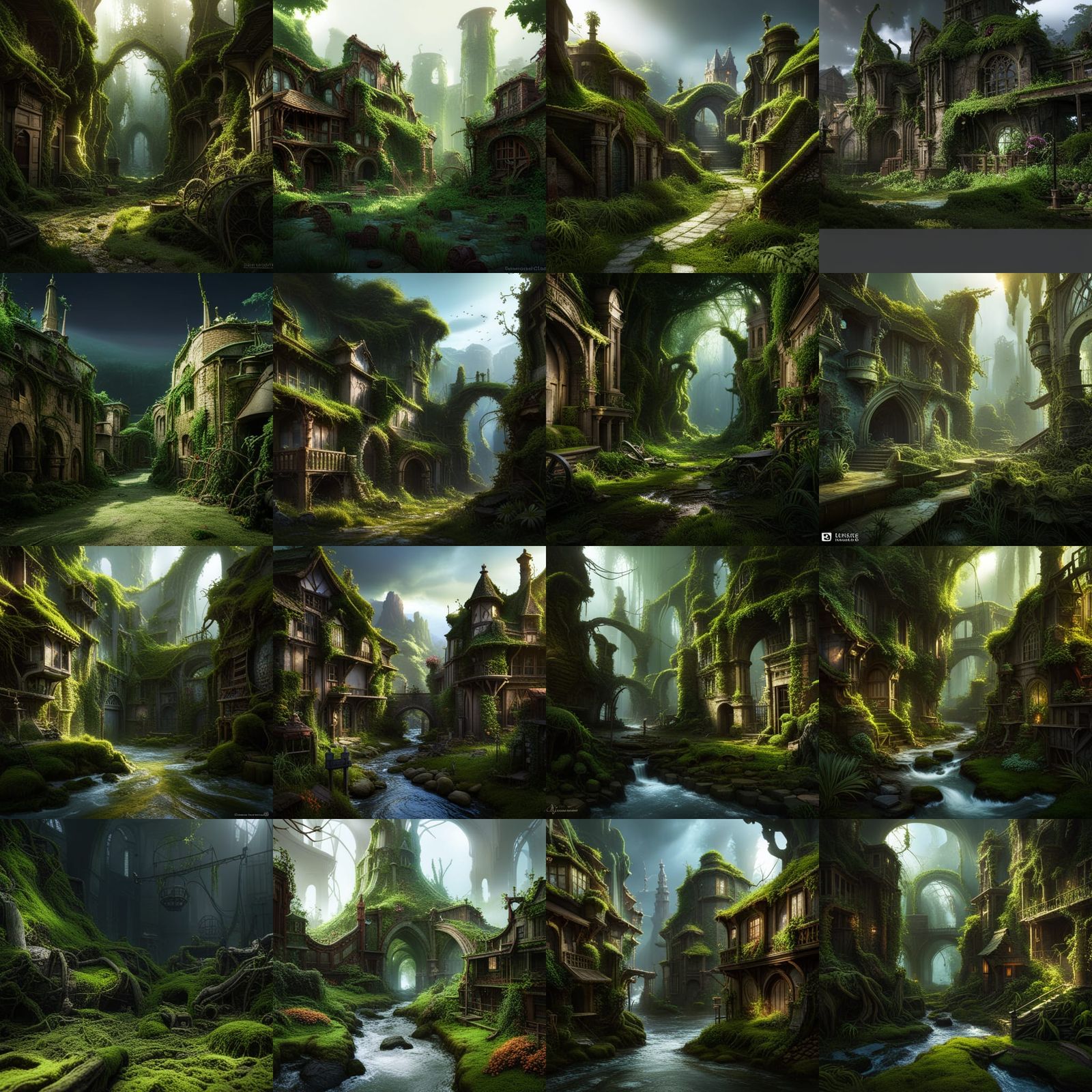 Lush Overgrown City: A Detailed Matte Painting