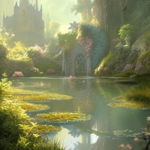 Gothic Faerie Castle in Spring Sunlight