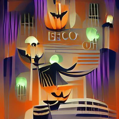Art Deco Halloween Design with Bats
