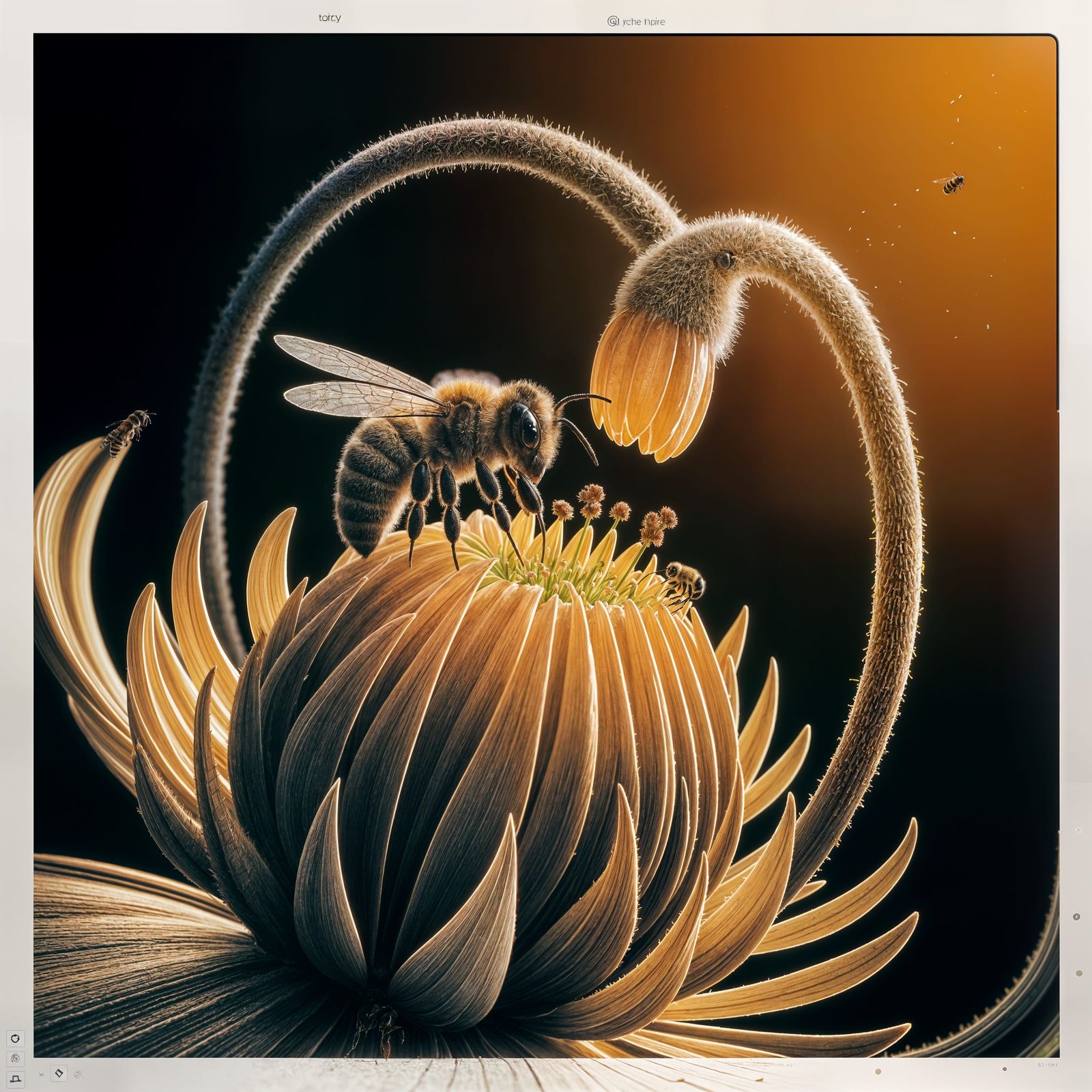 Vibrant Bee in Mid-Pollination, Fantasy Matte Painting