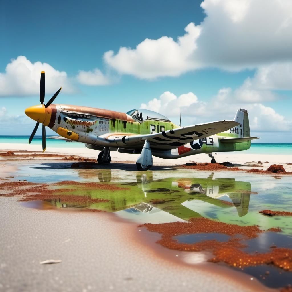 Stranded P-51 Mustang on Paradise Island