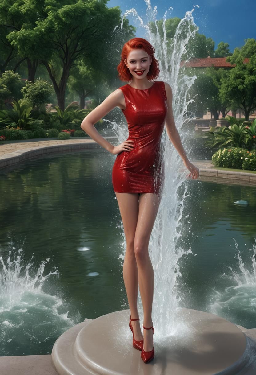 Woman in Red Dress: Photorealistic Art