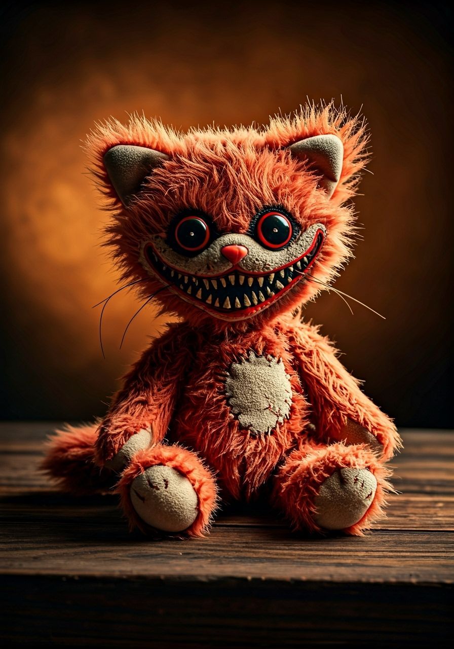 Creepy Evil Kitten Plush Toy with Menacing Eyes