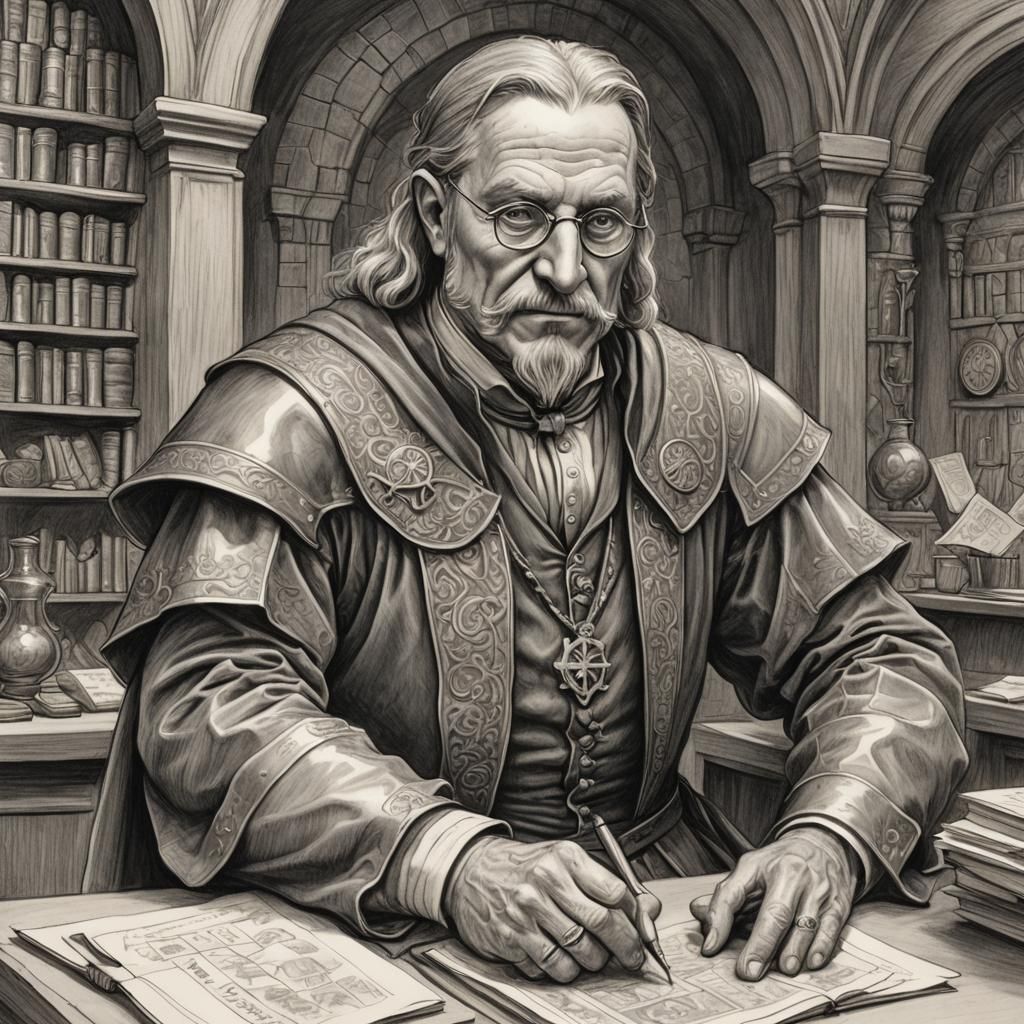Medieval Fantasy Banker Character Sketch