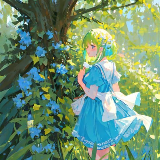 Anime Girl in Poppy Forest