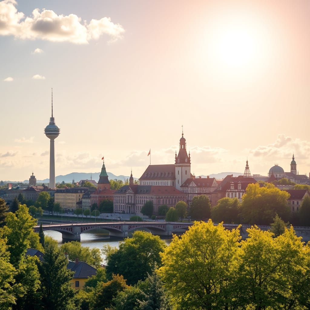 Mannheim Skyline: Quadratestadt Architecture in Expressionis...