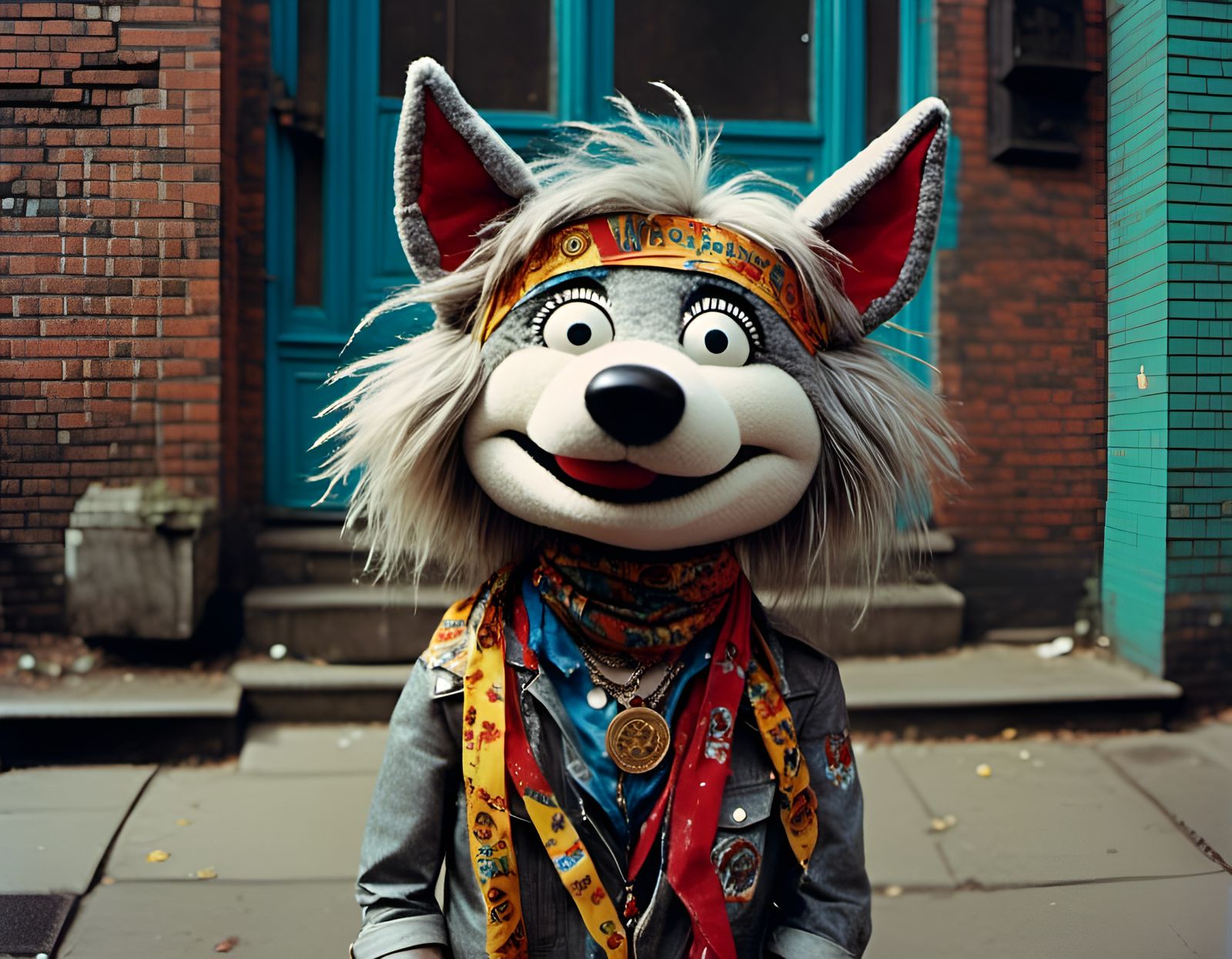 Vintage Wolf Muppet Hippie in 1970s NYC