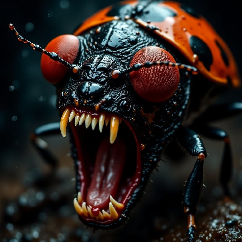Primal Ladybug Portrait in Dark, Edgy Art Style