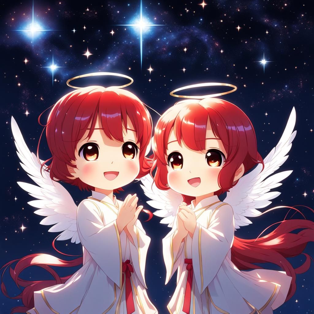 Chibi Angels in Dreamcore Auroracore Style