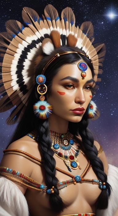 Beadwork Teddy Bear with Cosmic Visionary Design