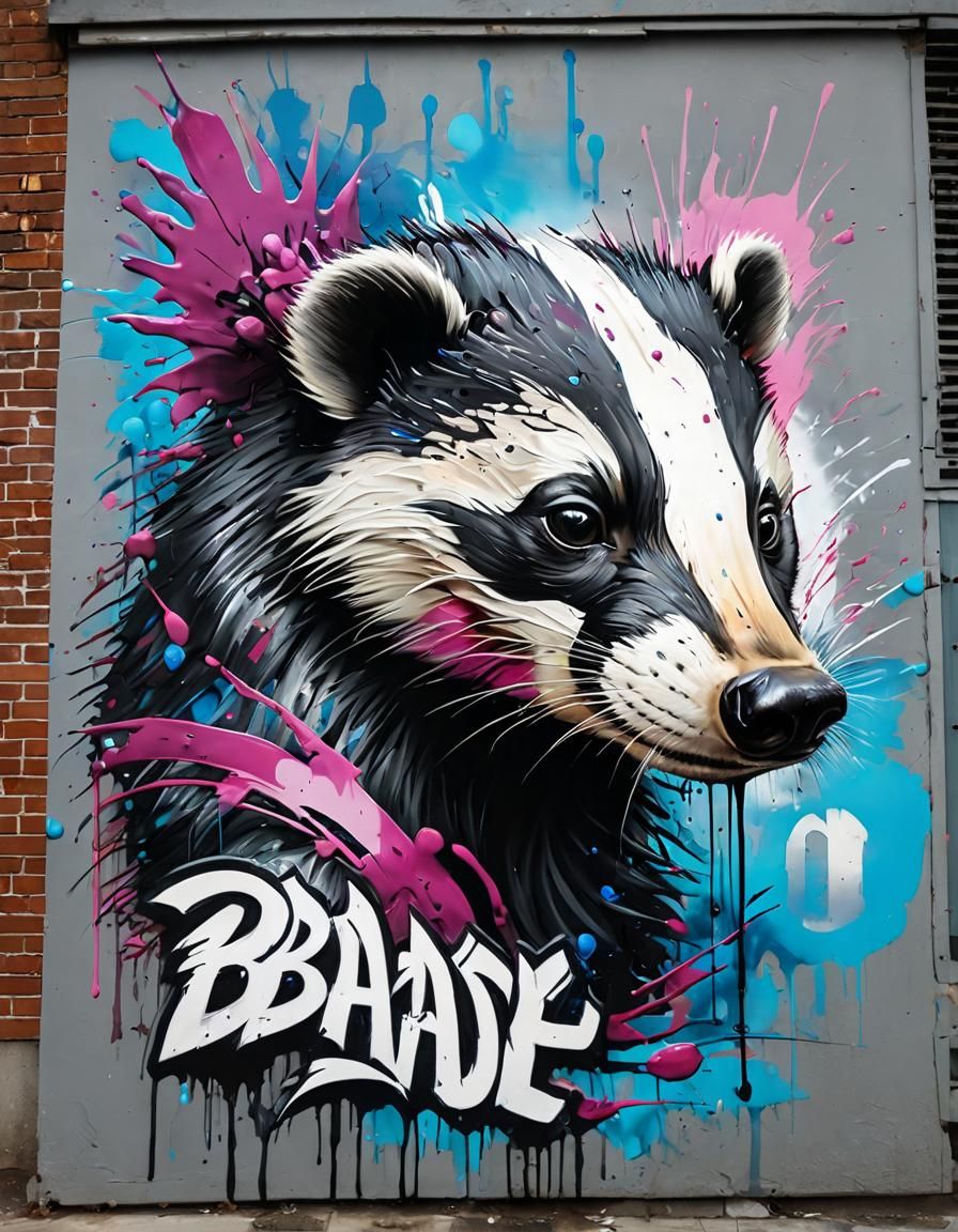 Badger Queen Street Art Portrait in Graffiti Style