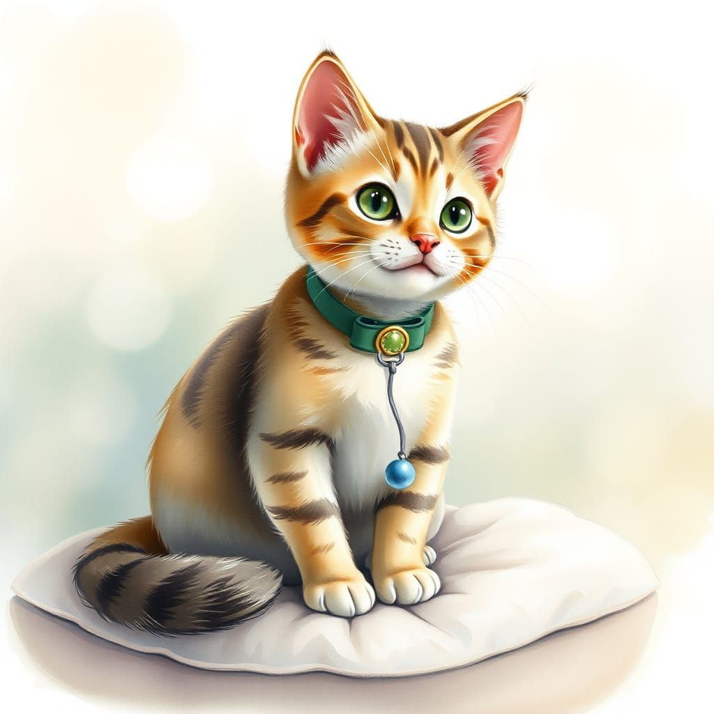 Adorable Cat in Watercolour Style