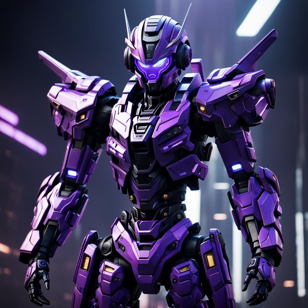 Futuristic Female Gundam Mech Suit in Detailed Matte Paintin...