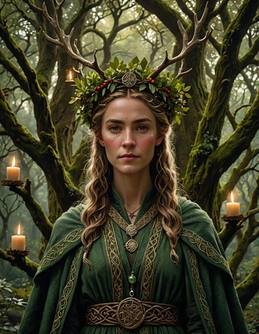 Druid in Sacred Grove: Academicist Style Portrait