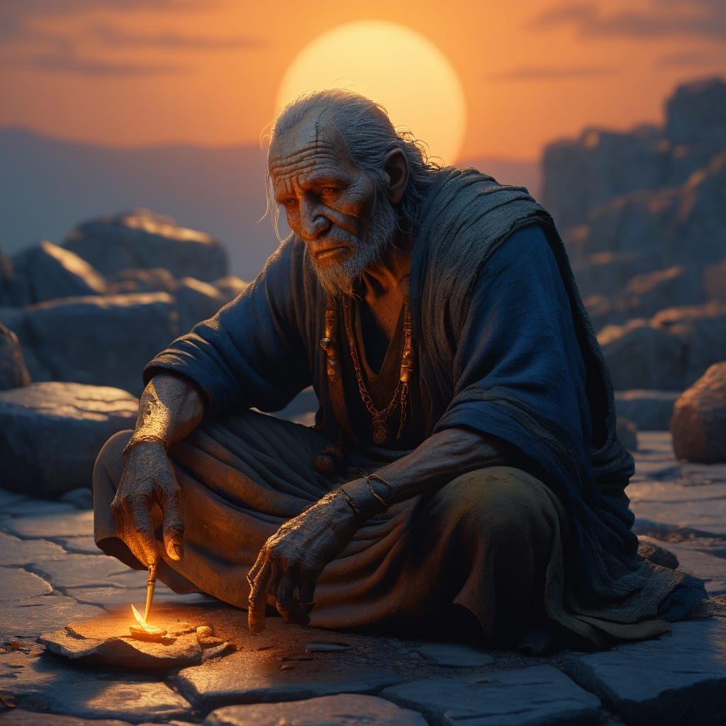 Fantasy Beggar's Elegy in Warm Sunset Hues