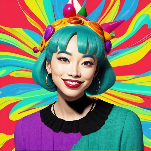 Whimsical Portrait with Vibrant Background