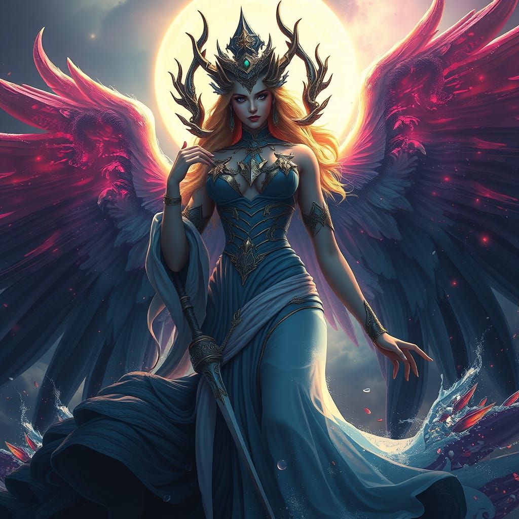 Surreal Goddess in Vibrant Fantasy Realm