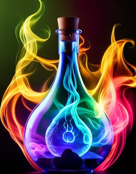Intricate Smoke Potion Bottle in Digital Art