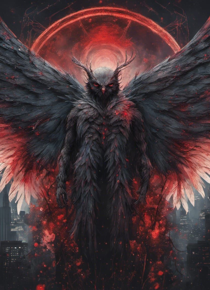 Eerie Mothman Digital Artwork in 8k Resolution