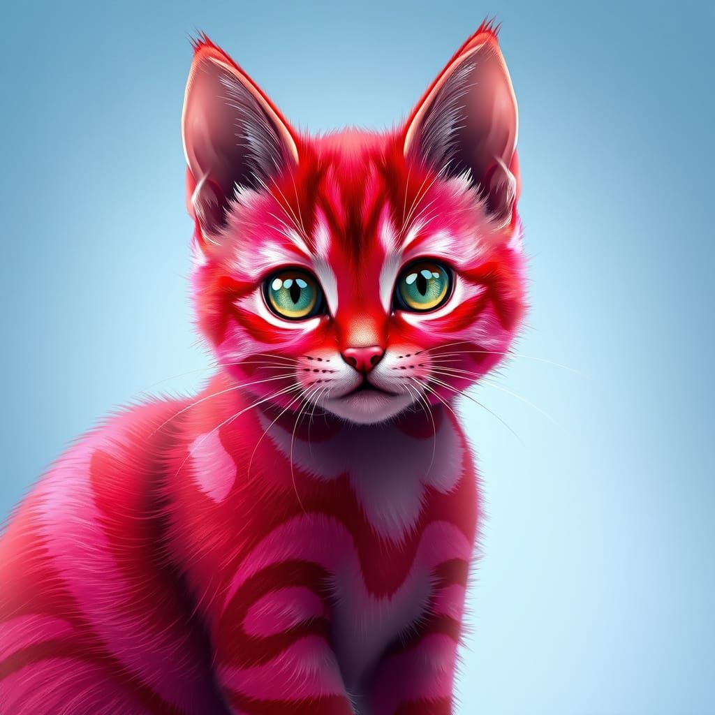Vibrant Strawberry Cat in Futuristic Realism Style