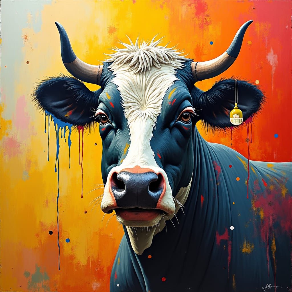 Abstract Man-Cow in Expressionist Style