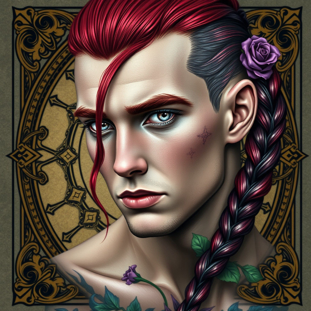 Art Nouveau Tarot Card of a Young Man