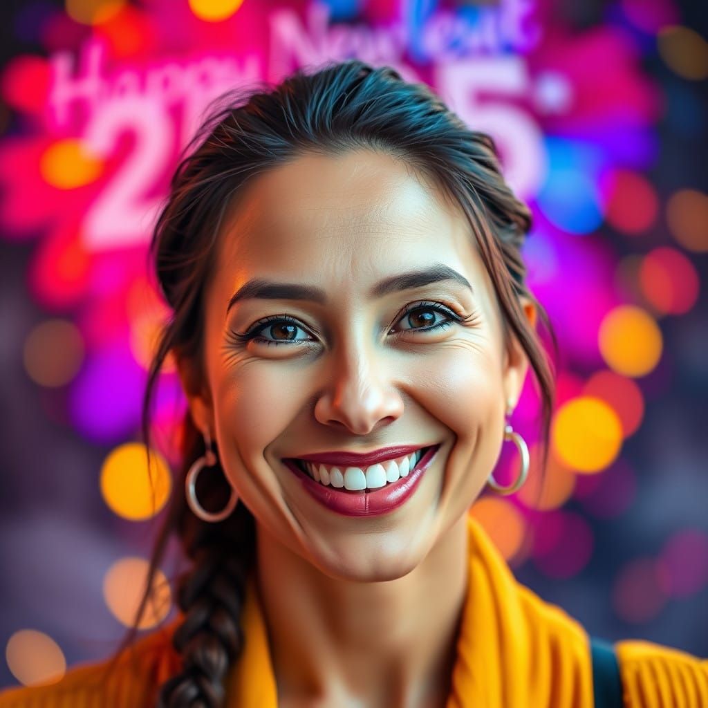 Warm and Inviting New Year Portrait in Vibrant Colors