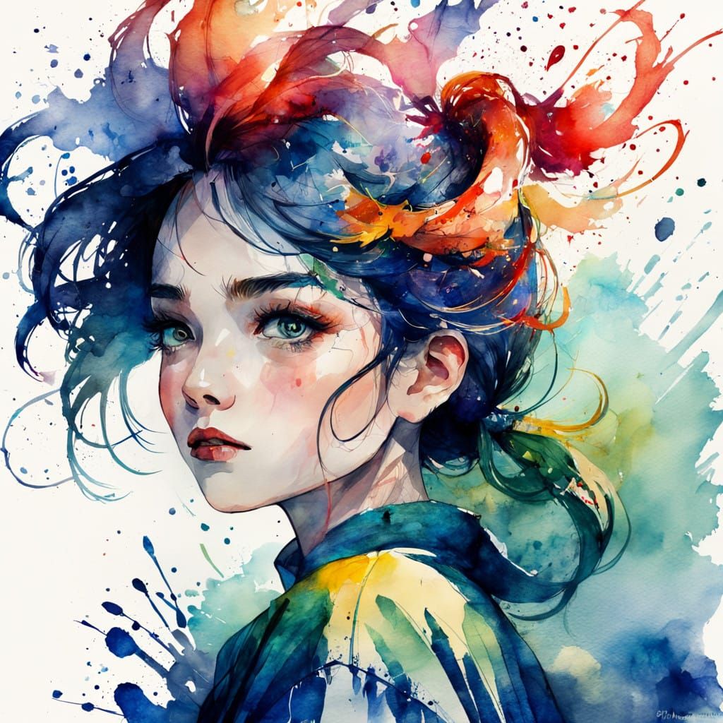 Ethereal Masterpiece in Vibrant Watercolor Style