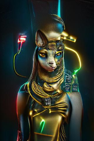Cyberpunk Bastet: Cybernetic Goddess in Digital Art