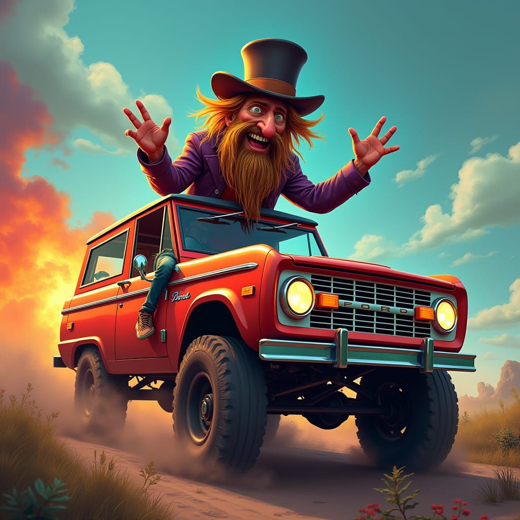 Madman Rides Bronco in Rat Fink Style