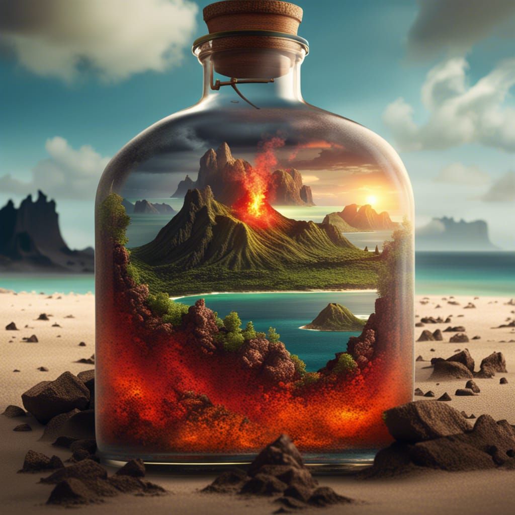 Volcanic Island in a Bottle: Digital Matte Painting