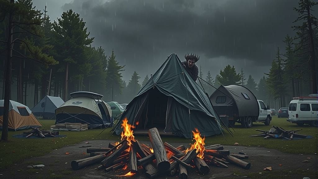 Jason Voorhees Lurks at Campground in Dark Fantasy