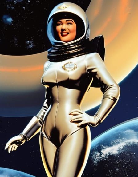 Betty Page in Retro Sci-Fi Spacesuit