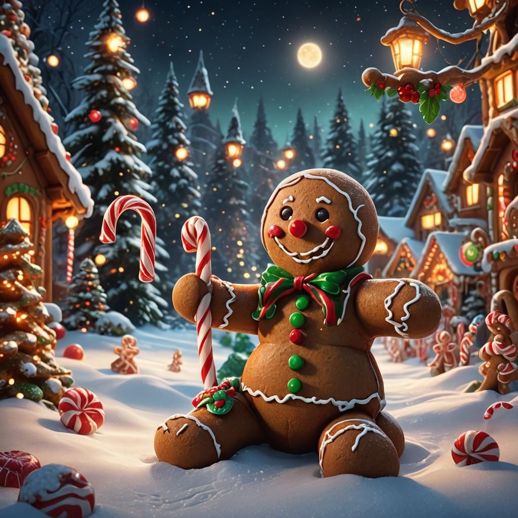 Gingerbread Man in Winter Wonderland: Matte Painting