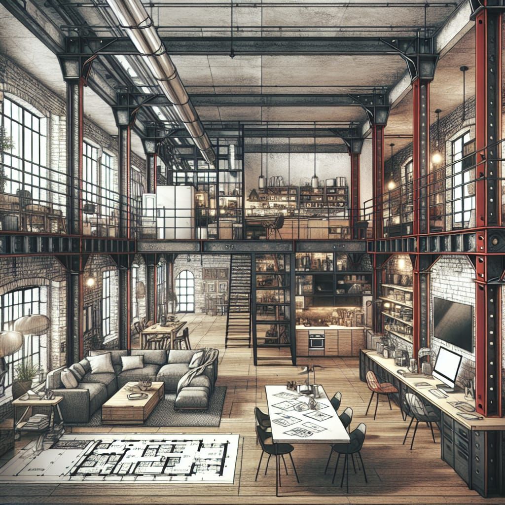 Industrial Loft Interior in Digital Matte Painting