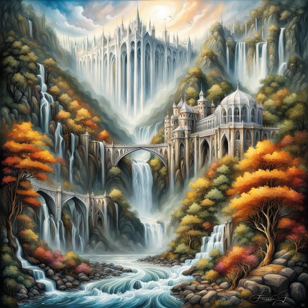 Rivendell Postcard in Graffiti Art Style