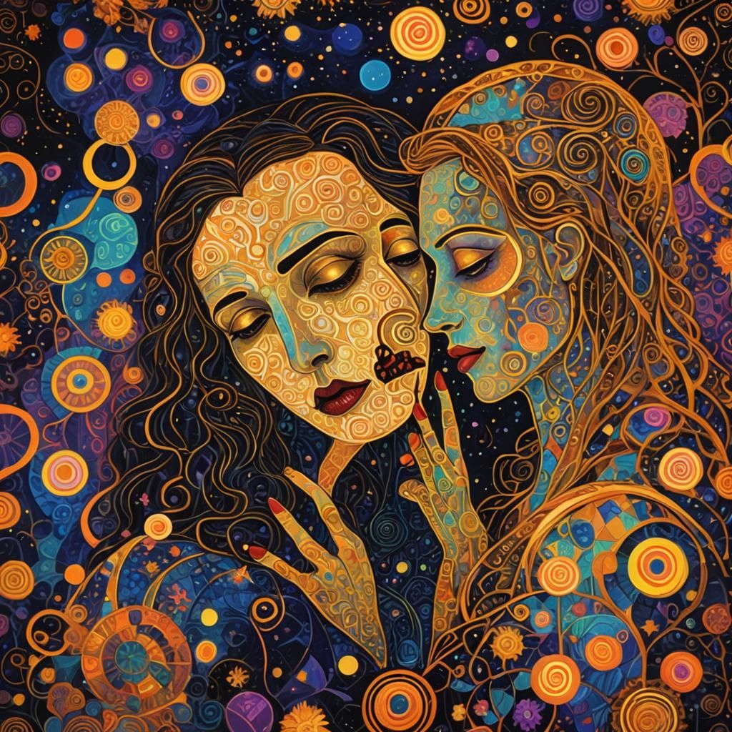 Neon Horror in Klimt-Inspired Whimsical Style
