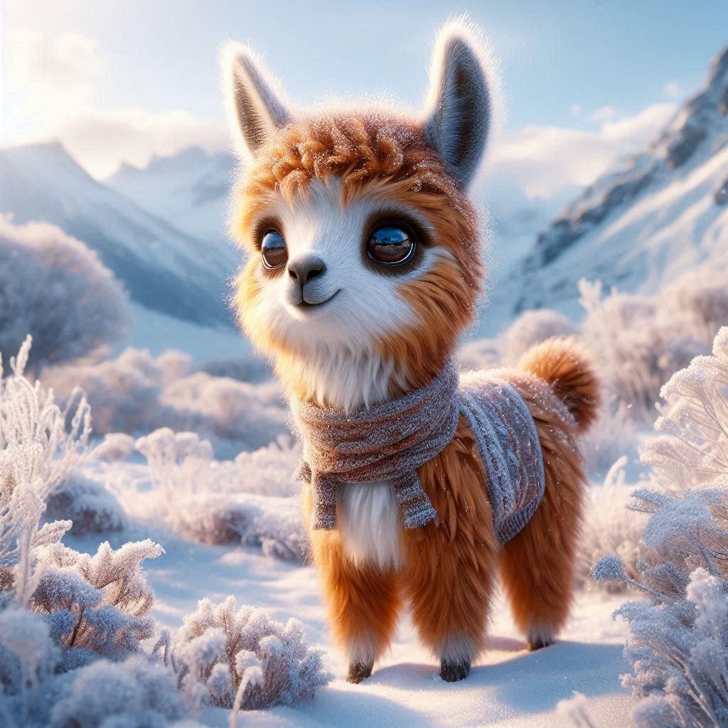 Baby Guanaco ready for winter