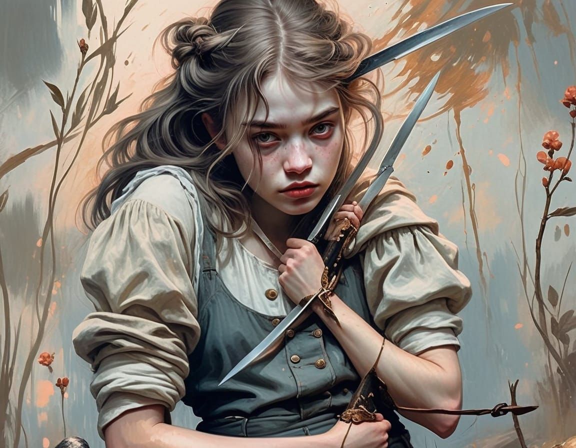 Ethereal Moment in Sepia Tones: A Digital Painting in the St...