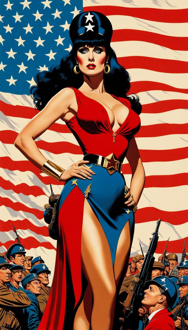 Elvira as patriotic world war 2 superhero