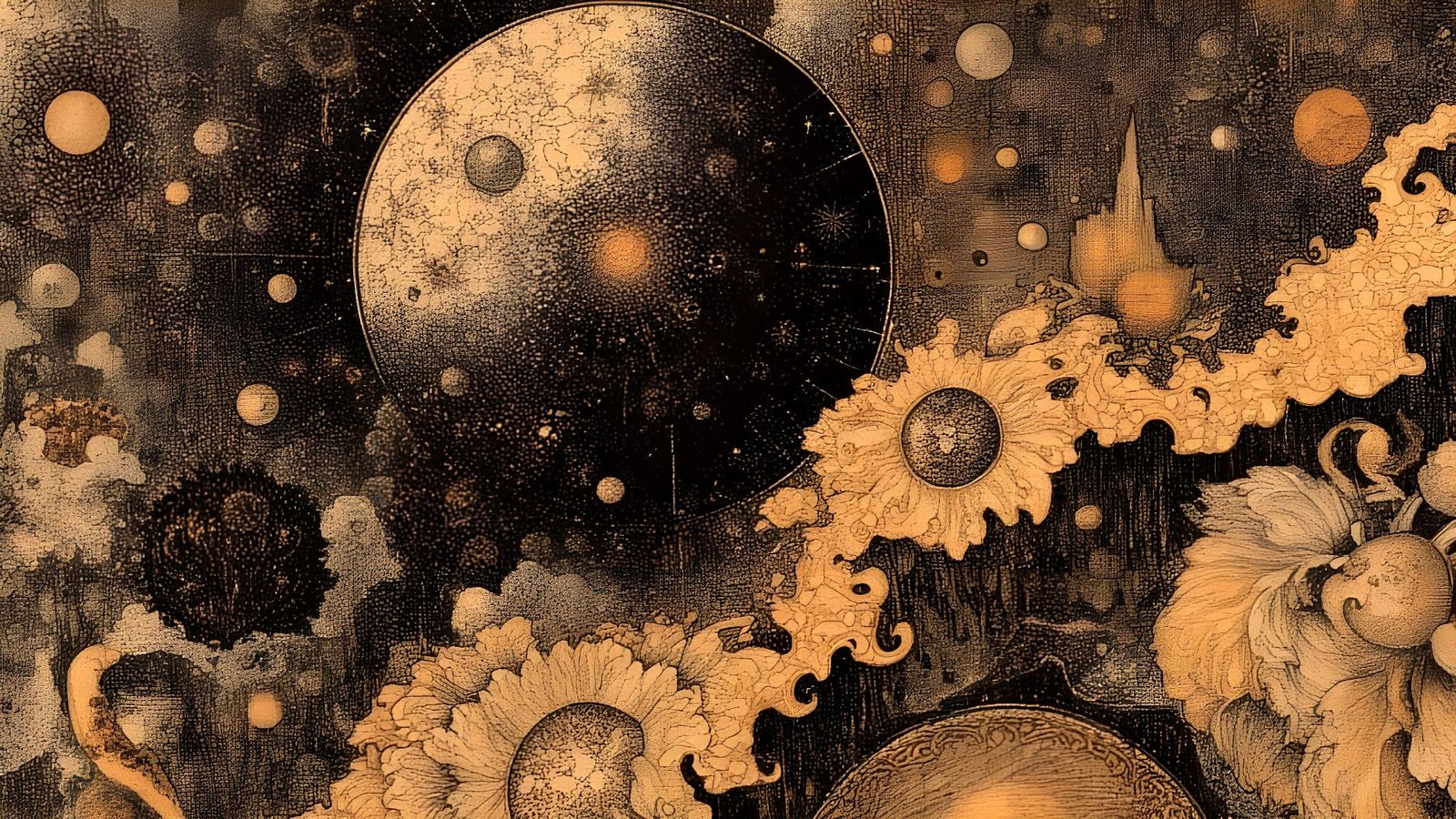 Pluto Detailed Charcoal Drawing on Parchment