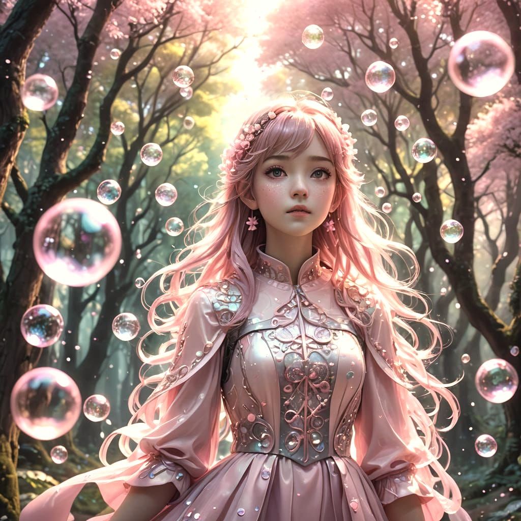 Pink Bubbles Go Ape: Stunning 3D Anime Art