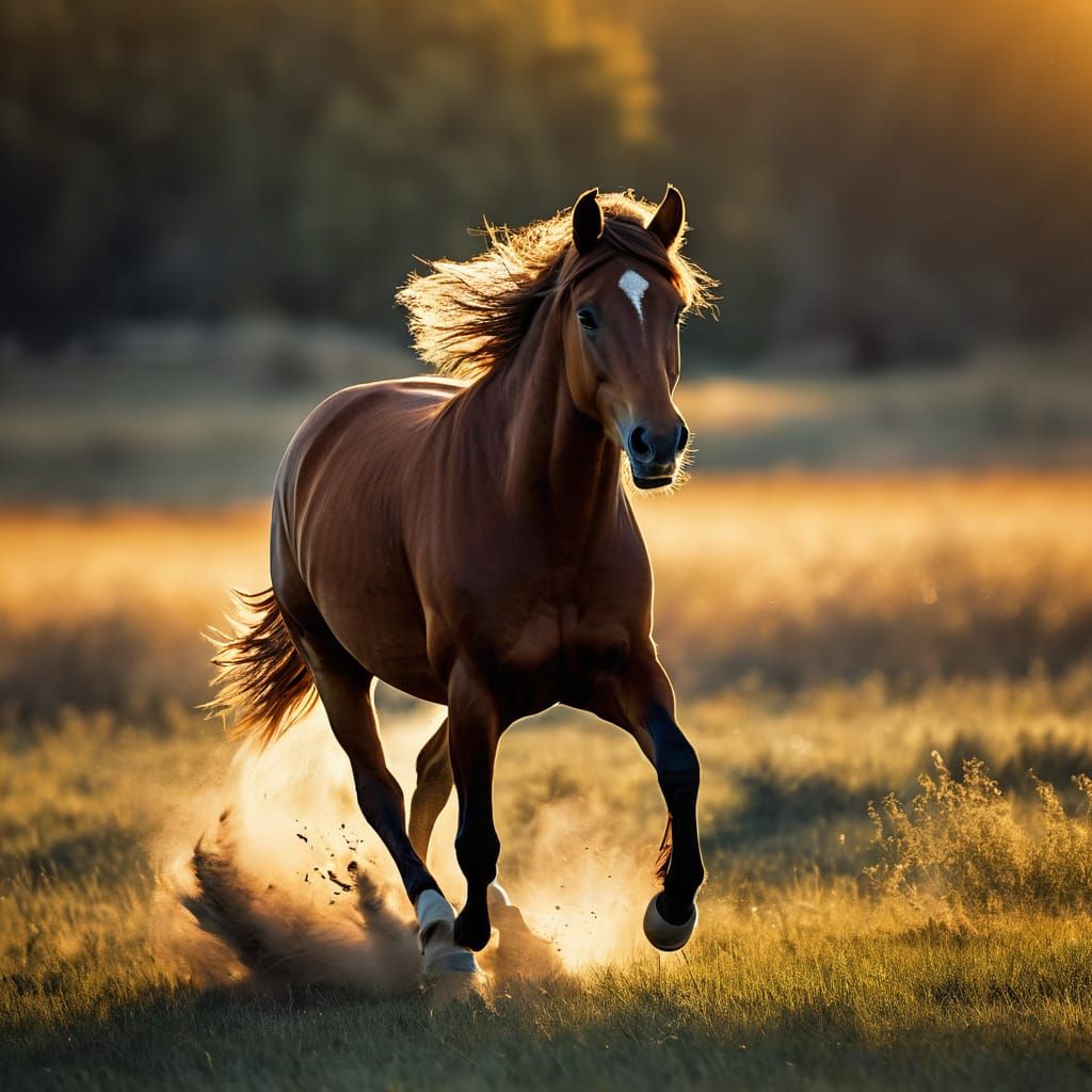Majestic Mustang Horse in Golden Hour